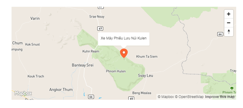 Bản đồ vị trí đi xe máy đến thác núi Kulen 