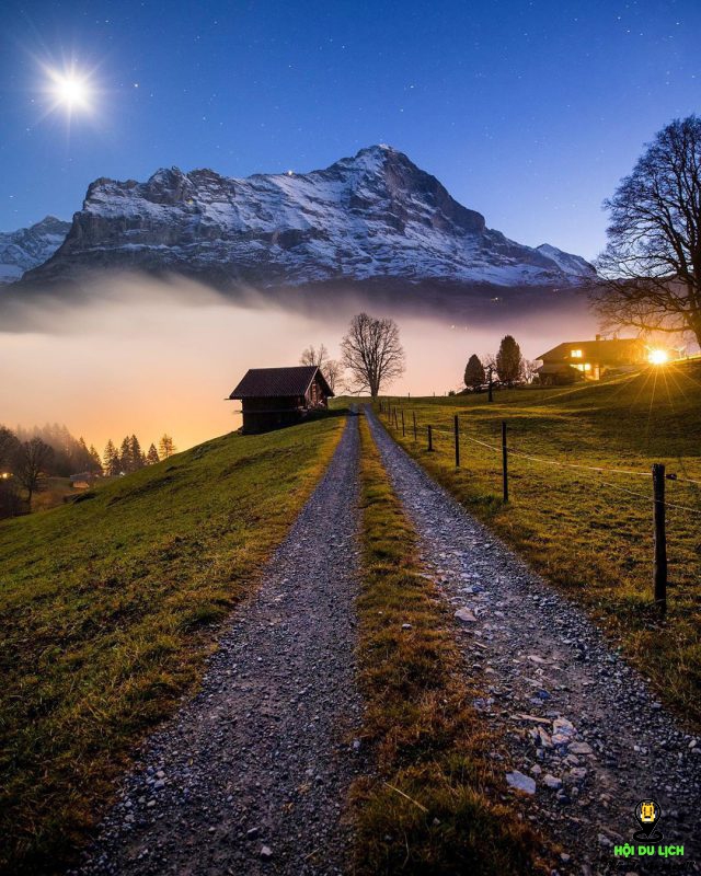 Bức tranh thị trấn Grindelwald, Switzerland