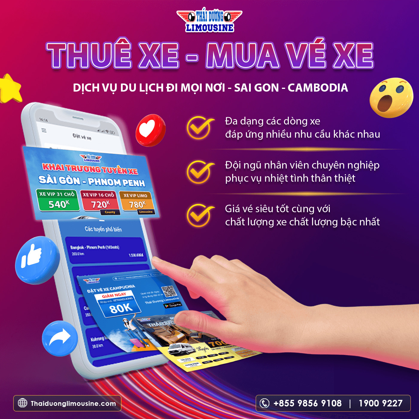 Xe Thái Dương hút khách Du Lịch Campuchia 2023